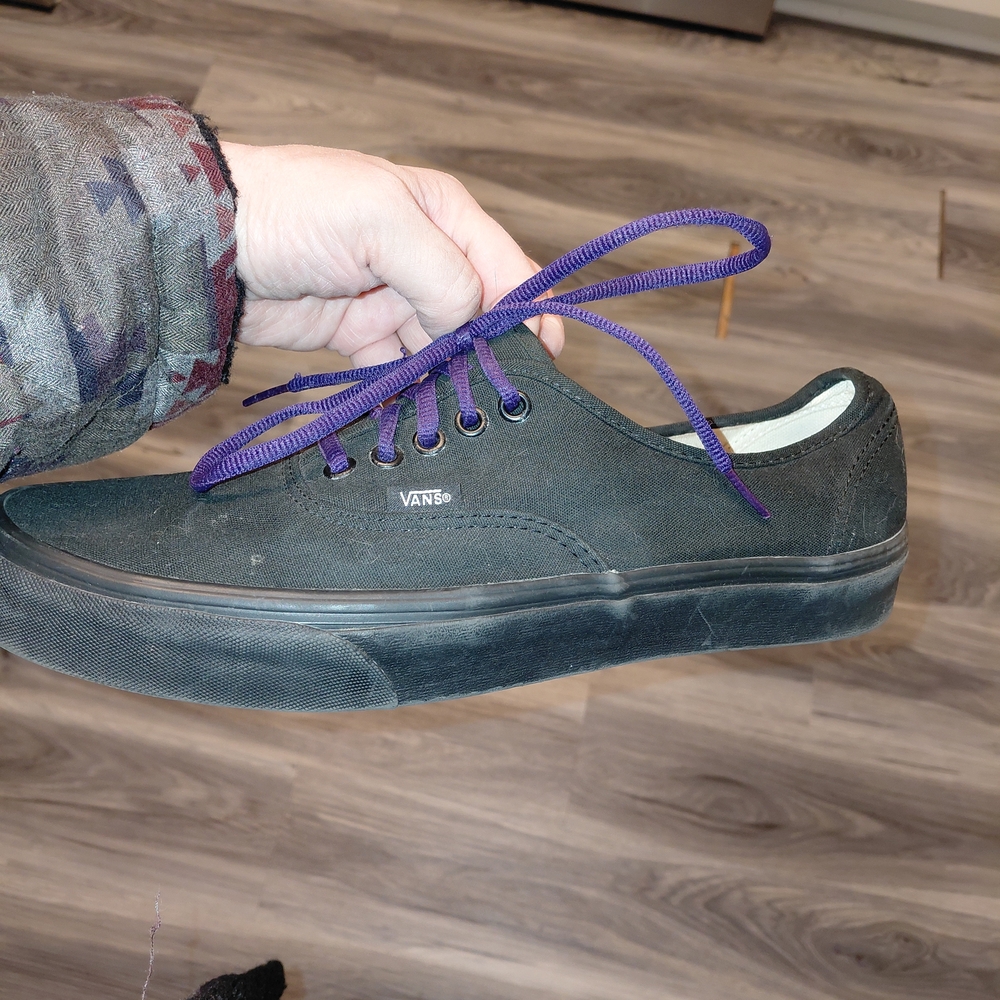 Vans Black Sneakers with Purple Laces
